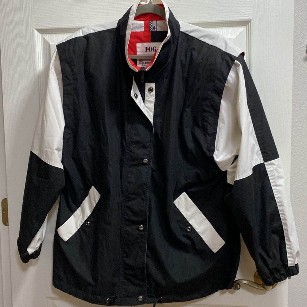 London Fog Black and White Windbreaker Jacket - Picture 2 of 11